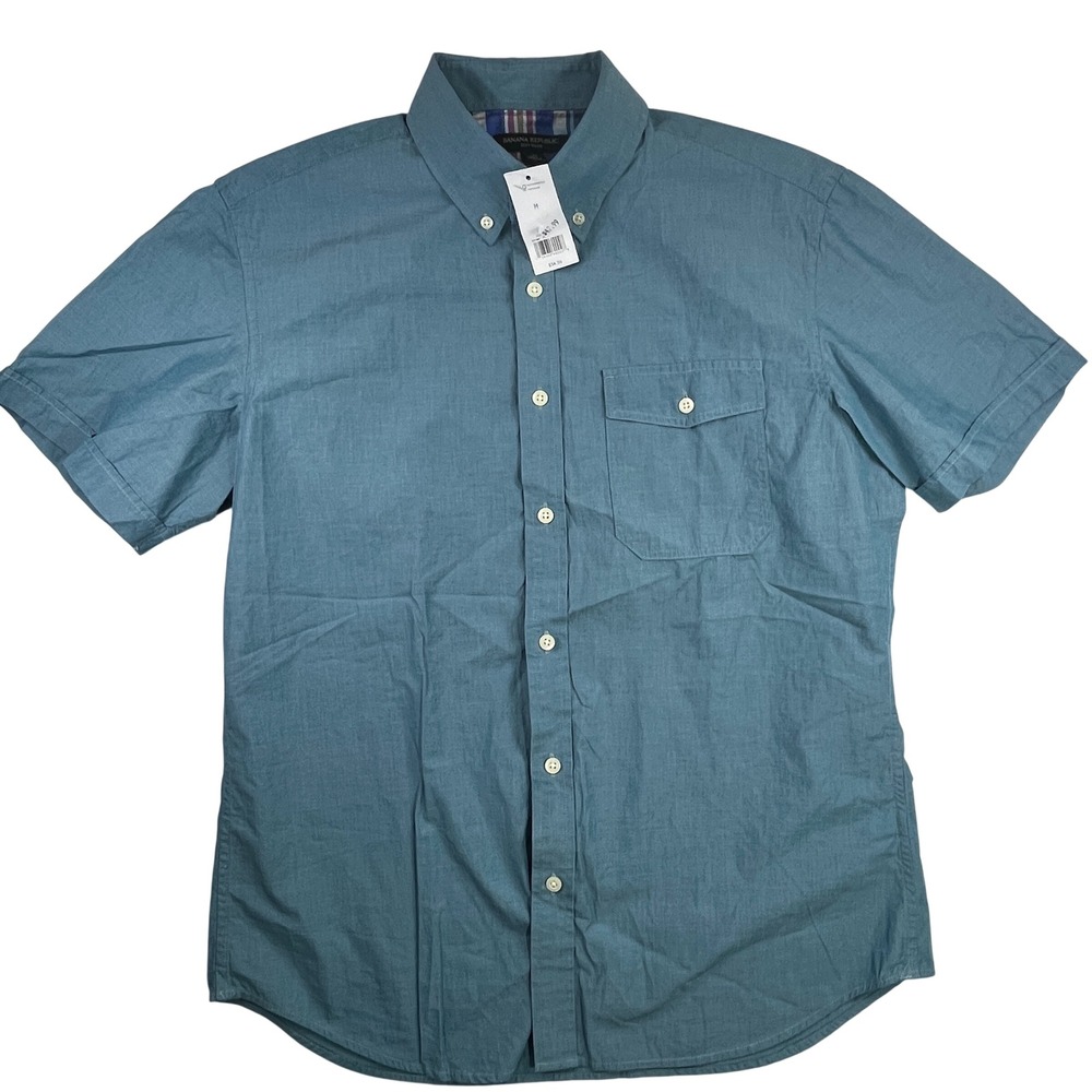 Banana Republic Soft Wash Short Sleeve Button Down Shirt Mens Medium READ